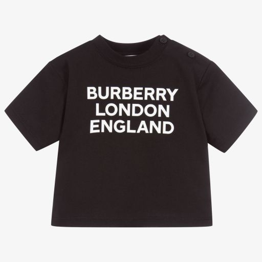 Burberry-تيشيرت قطن جيرسي لون أسود للأطفال | Childrensalon Outlet