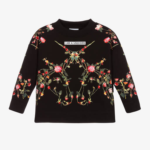 Burberry-Black Unicorn Roses Sweatshirt | Childrensalon Outlet