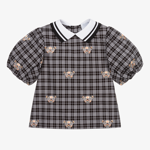 Burberry-Черно-белая блузка в клетку | Childrensalon Outlet