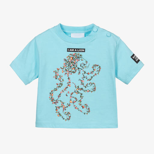 Burberry-Blue Floral Lion T-Shirt | Childrensalon Outlet