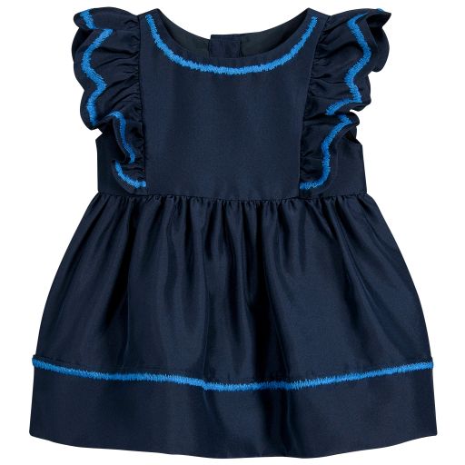 Burberry-Blue Silk Dress Set | Childrensalon Outlet