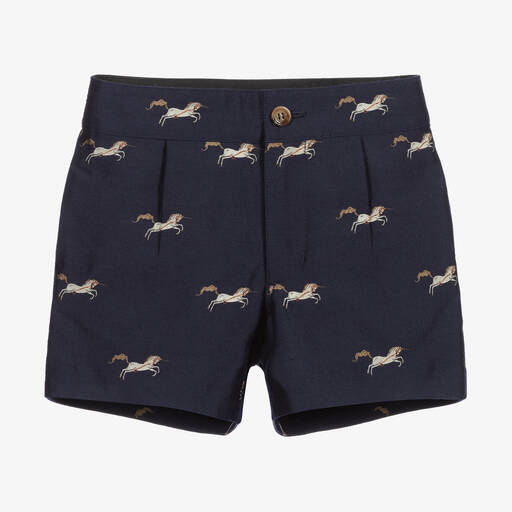 Burberry-Blue Wool & Silk Shorts | Childrensalon Outlet