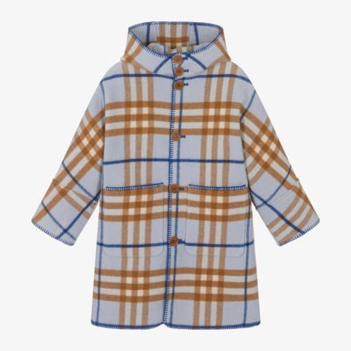 Burberry-Boys Beige and Blue Check Coat | Childrensalon Outlet