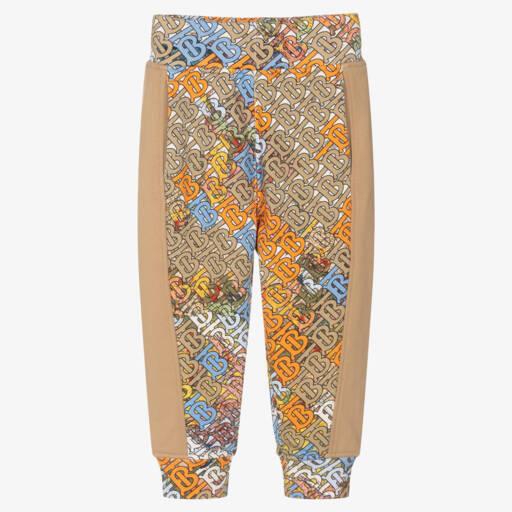 Burberry-Boys Beige Cotton Monogram Trousers | Childrensalon Outlet