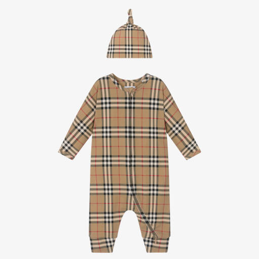 Burberry-طقم قطني بيج دافئ للأولاد | Childrensalon Outlet