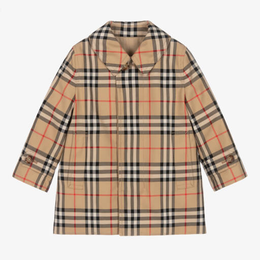 Burberry-Boys Beige Reversible Car Trench | Childrensalon Outlet
