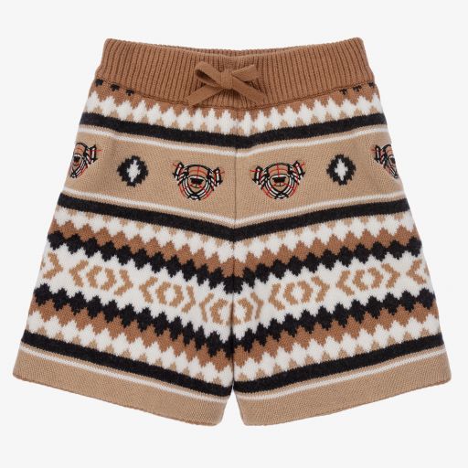 Burberry-Boys Beige Wool Knit Shorts | Childrensalon Outlet