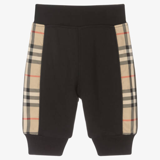 Burberry-Boys Black Checked Cotton Joggers | Childrensalon Outlet