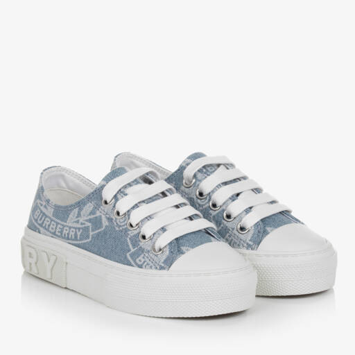 Burberry-Boys Blue Leaf Canvas Sneakers | Childrensalon Outlet