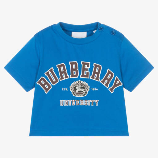 Burberry-Boys Blue Varsity Cotton Tee | Childrensalon Outlet