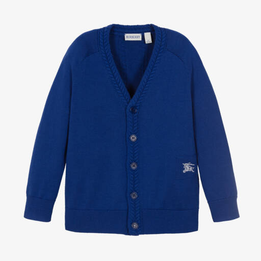 Burberry-Синий шерстяной вязаный кардиган EKD | Childrensalon Outlet