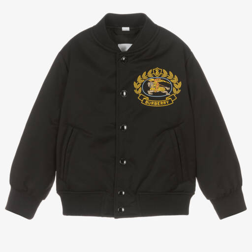 Burberry-Boys Charcoal Emblem Bomber Jacket | Childrensalon Outlet