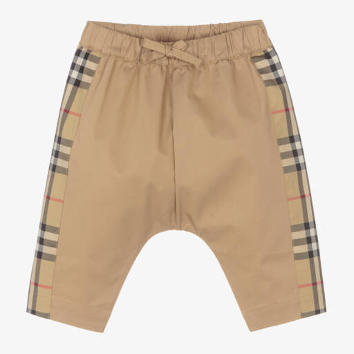 Burberry-Boys Classic Beige Check Trousers | Childrensalon Outlet