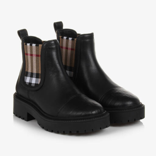 Burberry-Классические черные ботинки Heritage для мальчиков | Childrensalon Outlet