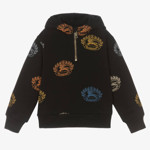 Burberry-Boys Cotton Black Logo Hoodie | Childrensalon Outlet