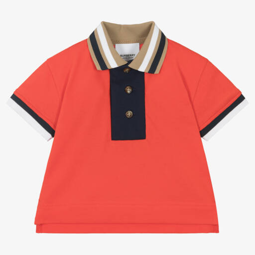 Burberry-Boys Cotton Red Collegiate Polo | Childrensalon Outlet