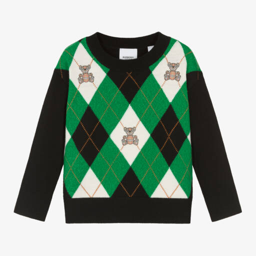 Burberry-Boys Cozy Argyle Cashmere Sweater | Childrensalon Outlet