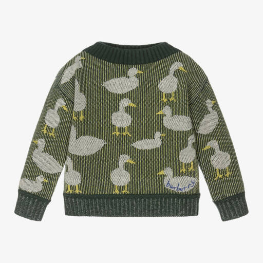 Burberry-Boys Green Knit Wool Jumper | Childrensalon Outlet