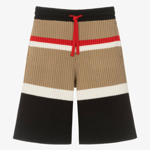 Burberry-Boys Iconic Beige Woolen Shorts | Childrensalon Outlet