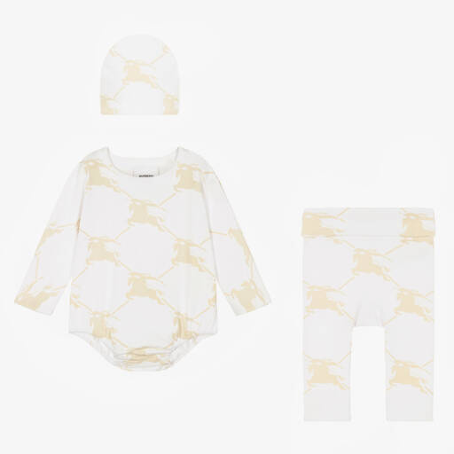 Burberry-Кремовый хлопковый комплект для малышей мальчиков | Childrensalon Outlet