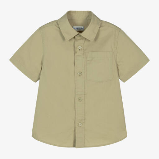Burberry-Зеленая рубашка для мальчиков EKD из хлопка и лиоцелла | Childrensalon Outlet