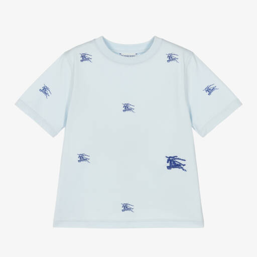 Burberry-Голубая футболка EKD из органического хлопка для мальчиков | Childrensalon Outlet