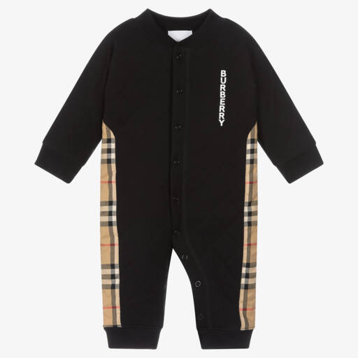 Burberry-Стеганый комбинезон из черного хлопка для мальчиков | Childrensalon Outlet