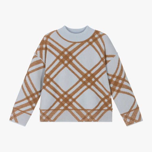 Burberry-Boys Slate Blue Knit Jumper | Childrensalon Outlet