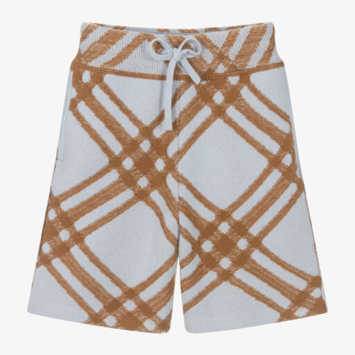 Burberry-Boys Slate Wool Cashmere Shorts | Childrensalon Outlet