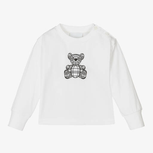 Burberry-Boys' White Bear Embroidered Tee | Childrensalon Outlet