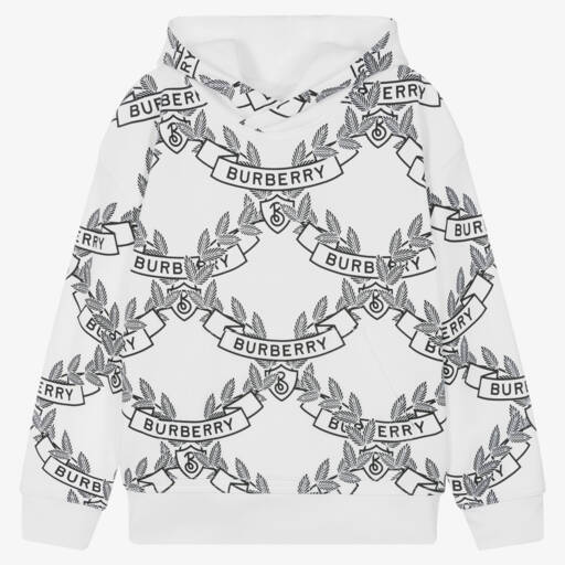 Burberry-هودي أبيض بشعار أوك للأولاد | Childrensalon Outlet