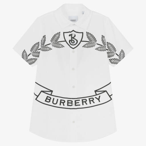 Burberry-قميص أبيض للأولاد بشعار البلوط | Childrensalon Outlet
