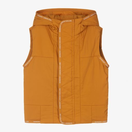 Burberry-Boys Yellow Hooded Gilet | Childrensalon Outlet