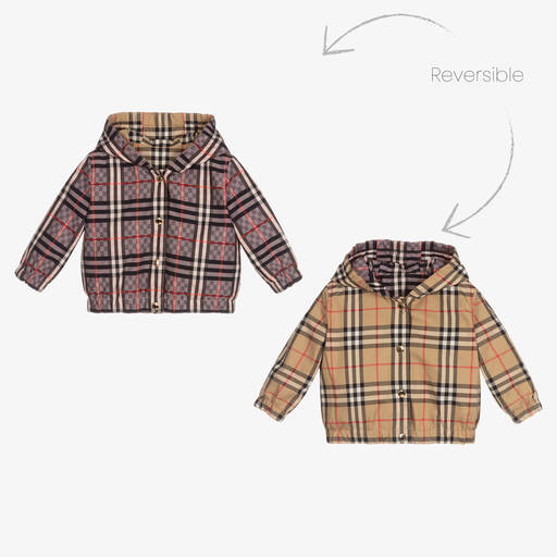 Burberry-Двусторонняя куртка в клетку | Childrensalon Outlet