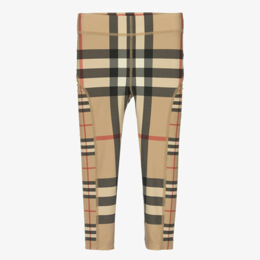 Burberry-Girls Beige Check Leggings | Childrensalon Outlet