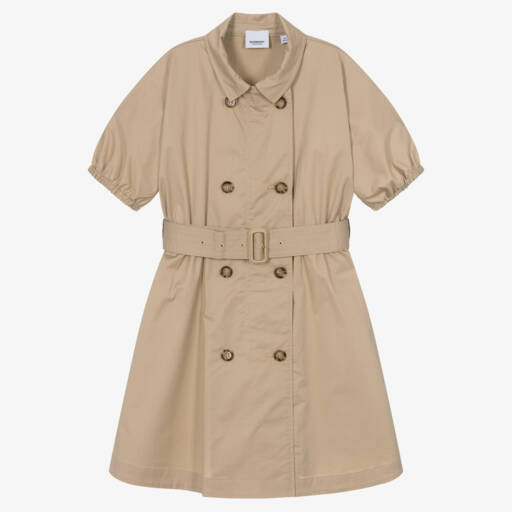 Burberry-Girls' Beige Cotton Trench Dress | Childrensalon Outlet