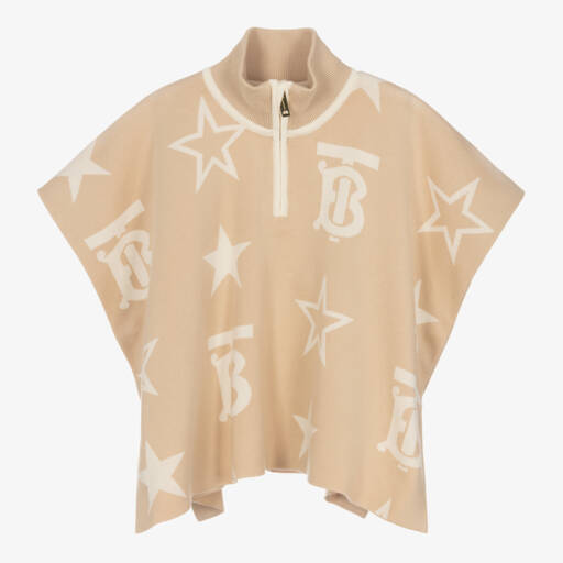 Burberry-كاب بيج محبوك بشعار للبنات | Childrensalon Outlet