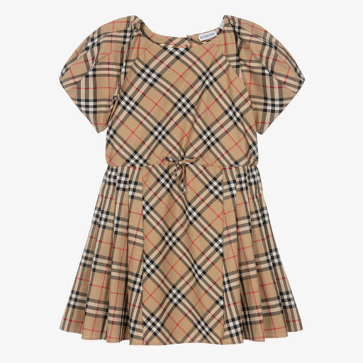 Burberry-Платье в клетку бежевое для девочек | Childrensalon Outlet