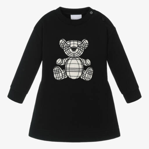 Burberry-Girls Black Bear Appliqué Dress | Childrensalon Outlet