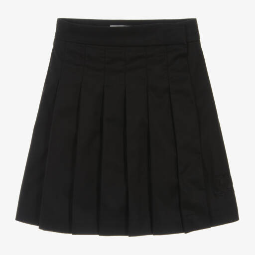 Burberry-Girls Black Pleated Wrap Skirt | Childrensalon Outlet