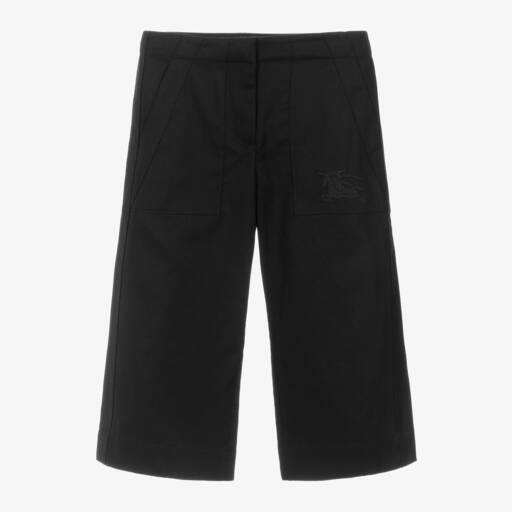 Burberry-Girls Black Twill Wide-Leg Trousers | Childrensalon Outlet