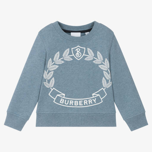 Burberry-Girls Blue Crest Print Pullover | Childrensalon Outlet