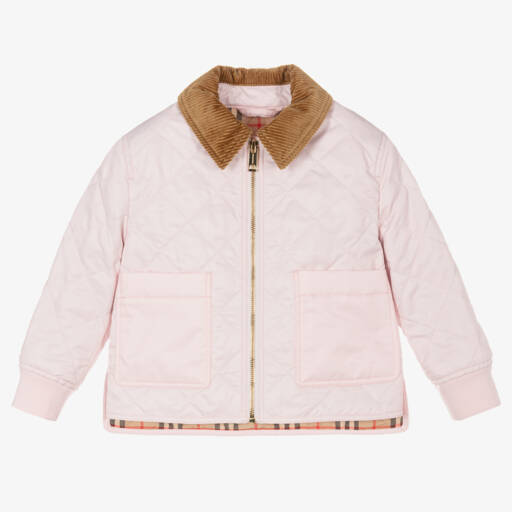 Burberry-Girls Blush Diamond Quilted Coat | Childrensalon Outlet