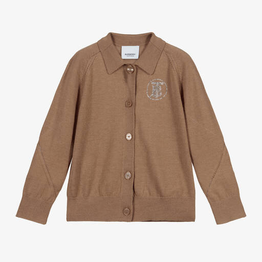 Burberry-Girls Brown Wool Cardigan | Childrensalon Outlet