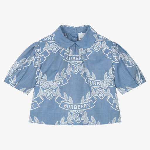 Burberry-Блузка из шамбре с гербом для девочек | Childrensalon Outlet