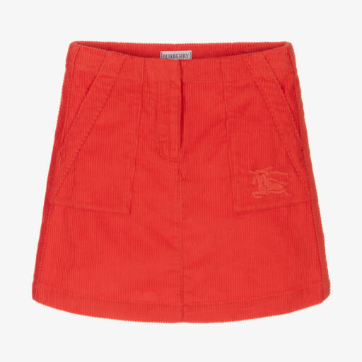 Burberry-Girls Coral Corduroy Skirt | Childrensalon Outlet