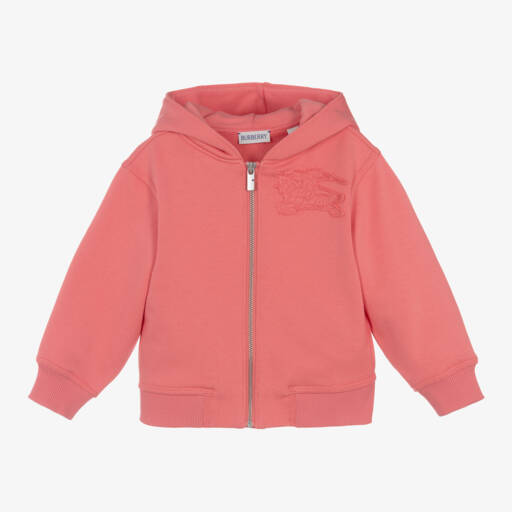 Burberry-Girls Coral Cotton Zip Hoodie | Childrensalon Outlet