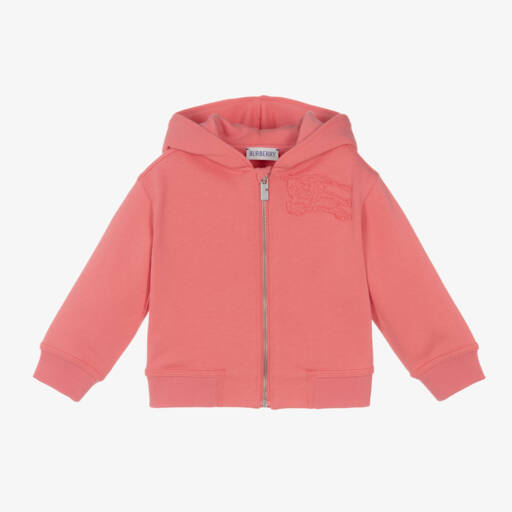 Burberry-Girls Coral Cotton Zip Hoodie | Childrensalon Outlet