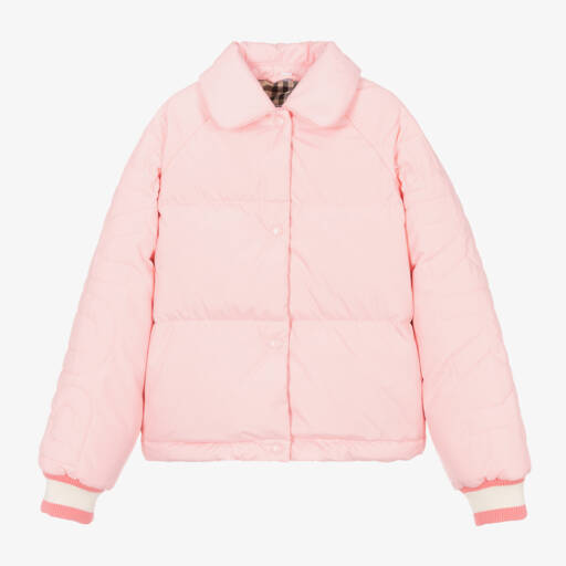 Burberry-معطف منفوخ وردي دافئ للبنات | Childrensalon Outlet