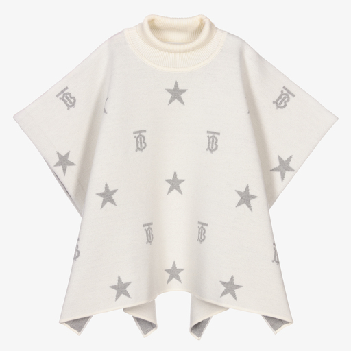 Burberry-Girls Ivory Monogram Poncho | Childrensalon Outlet
